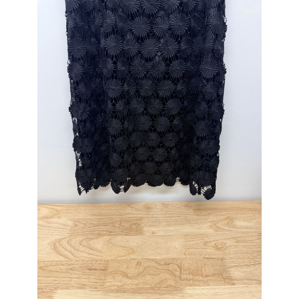 Trina Turk Black Floral Overlay Lace Mini Dress Women's Large Cocktail #50 - Picture 6 of 10